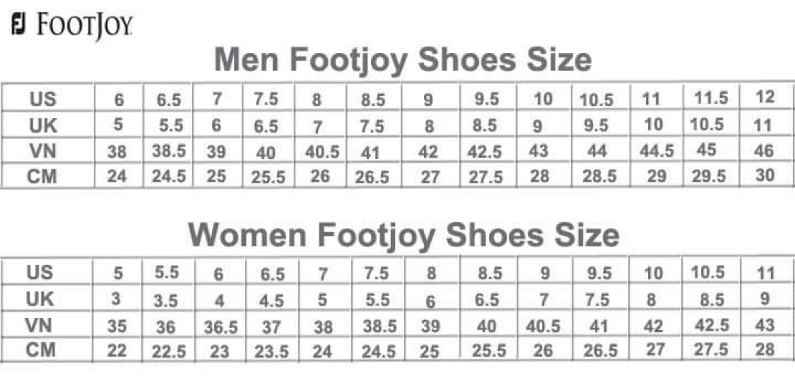 BẢNG SIZE GIÀY FOOTJOY
