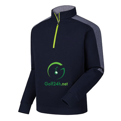Áo gôn FJ Rib FZ Midlayer w/ Sleeve Stripe Navy & Heather Navy w/ Lime (95238)
