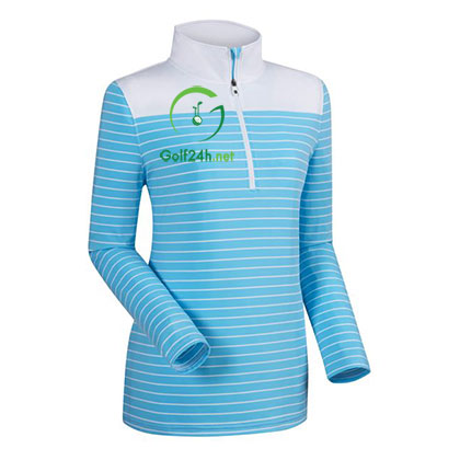 Áo gôn FJ Half Zip Jersey Stripe with Solid Yoke White/ Sky (93562)