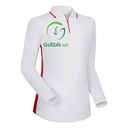 Áo gôn FJ LS Zip Placket Sun Protection Shirt with Mesh Side Panels White w. Red (95243)